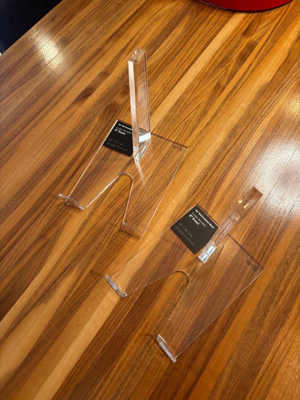 The Container Store Luxe Acrylic 8" Easels – Clear – Set of 2 NWT